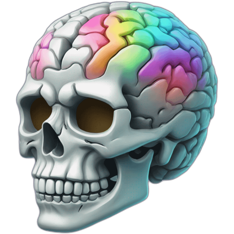 ultra prismatic brain skull emoji