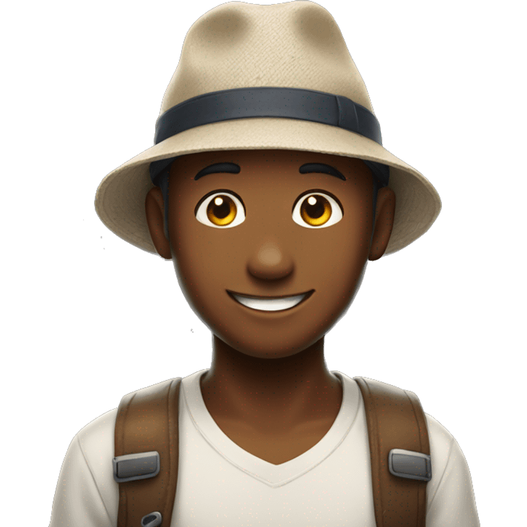 smiling boy with hat indoors emoji