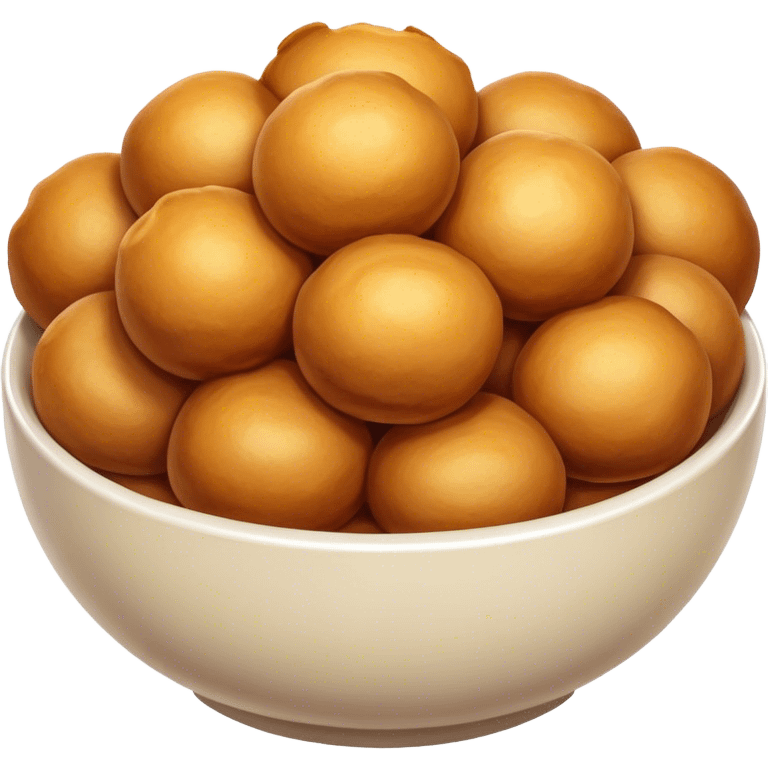 very spherical round deep fried dough balls in a bowl emoji