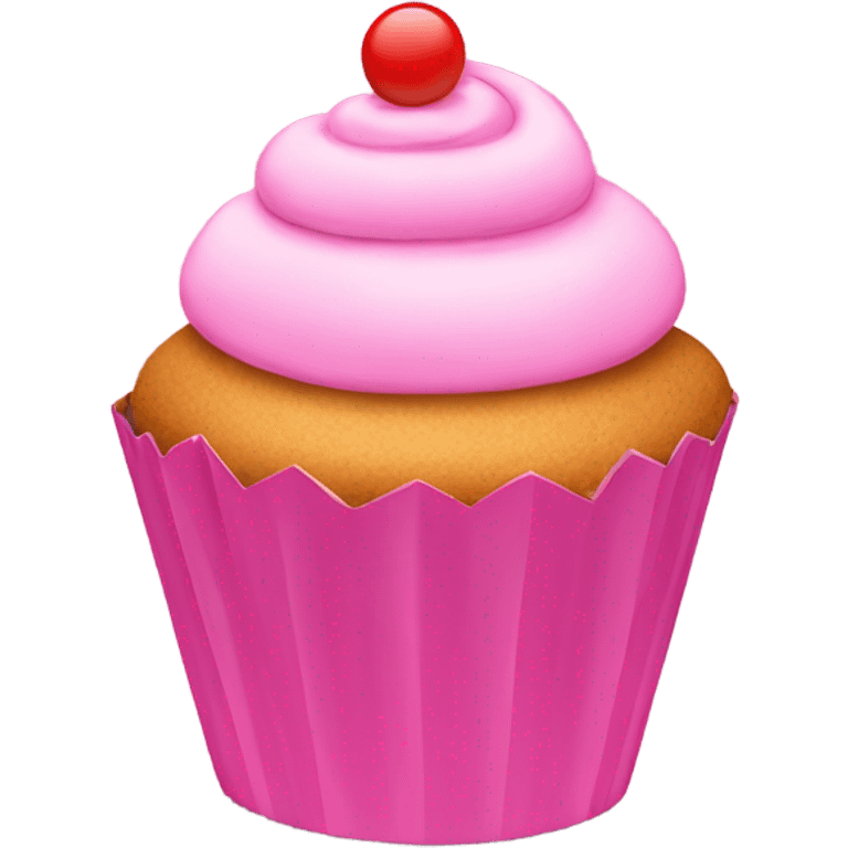 Pink cupcake.ribbon on the top emoji