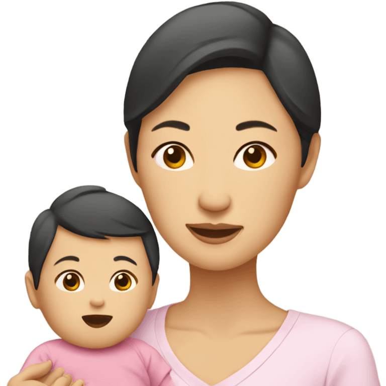 Asian mom with infant emoji