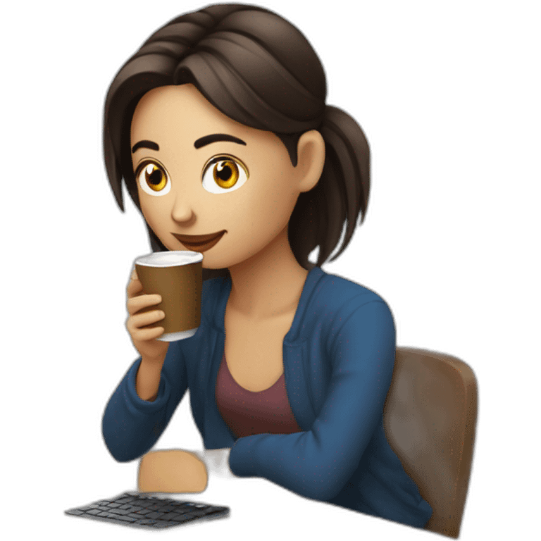 Romanian girl doing website design and drinking coffee emoji