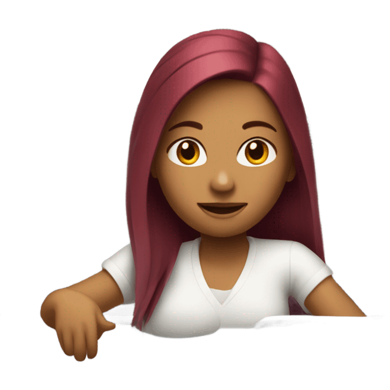 White car with a burgundy haired girl driving emoji