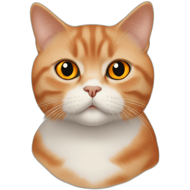 A red british shorthair cat with orange eyes emoji