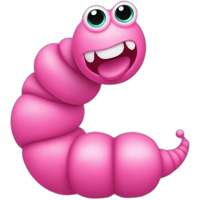 pink worm wearing a pink turtleneck and two balls for feet emoji