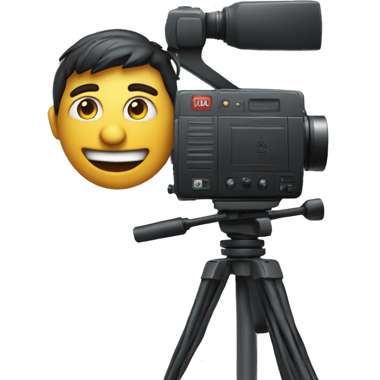 Camera man sitting behind a large Video production camera emoji