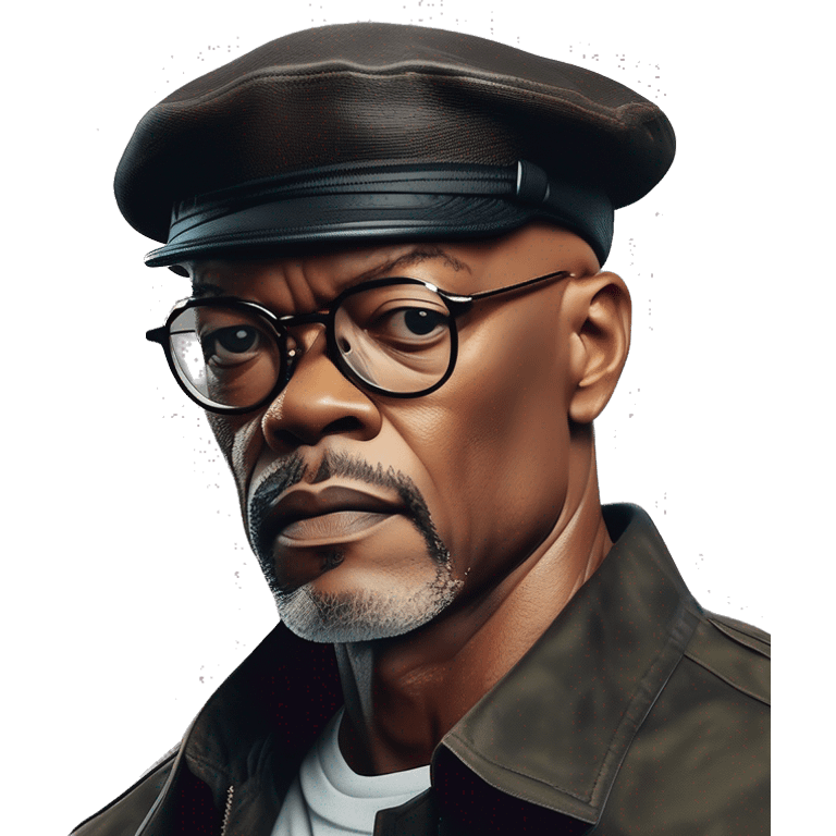 bald samuel l jackson serious wearing shirt and beret emoji