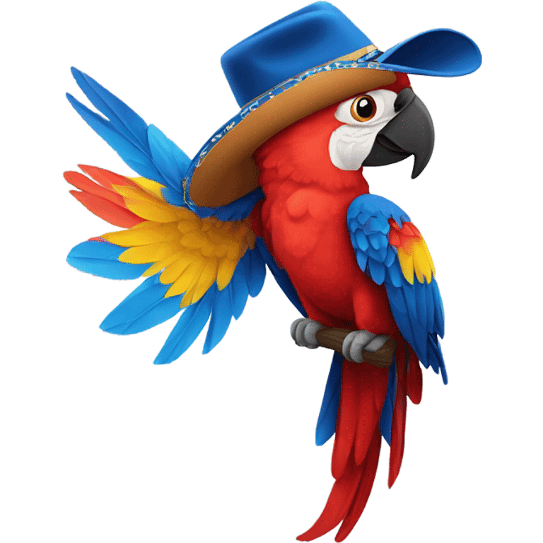 Scarlet Macaw wearing a cowboy hat Flying emoji