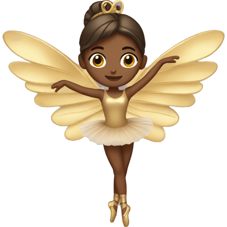  brown ballerina with gold wings emoji