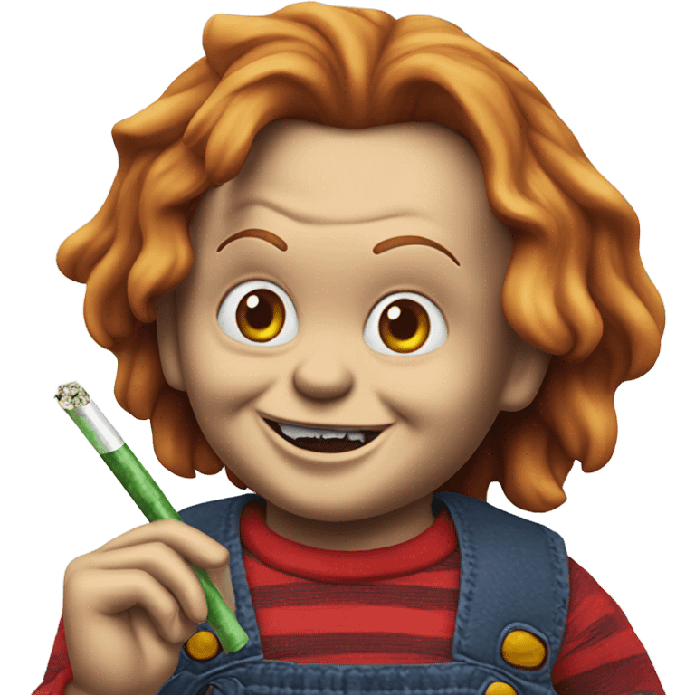 Chucky smoking a rolled cbd blunt emoji