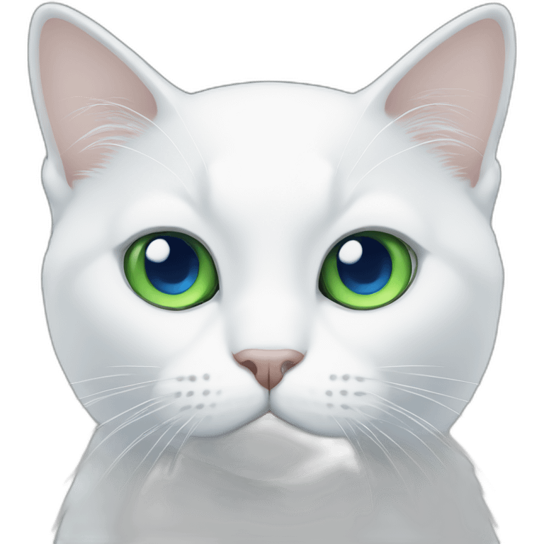 white cat with eyes green and blue emoji