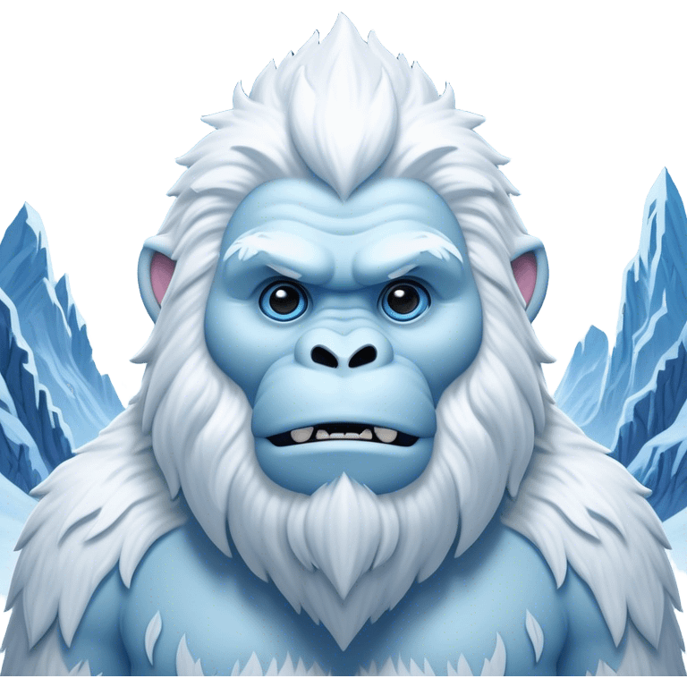 Cinematic Noble Yeti Portrait Emoji, Grand and enigmatic, with a towering, snow-dusted figure in pristine whites and cool blues, exuding ancient, mystical wisdom and stoic majesty, simplified yet exquisitely detailed with frosty textures, glowing with a gentle, icy outline that captures the awe-inspiring presence of a guardian of the frozen wilds! emoji