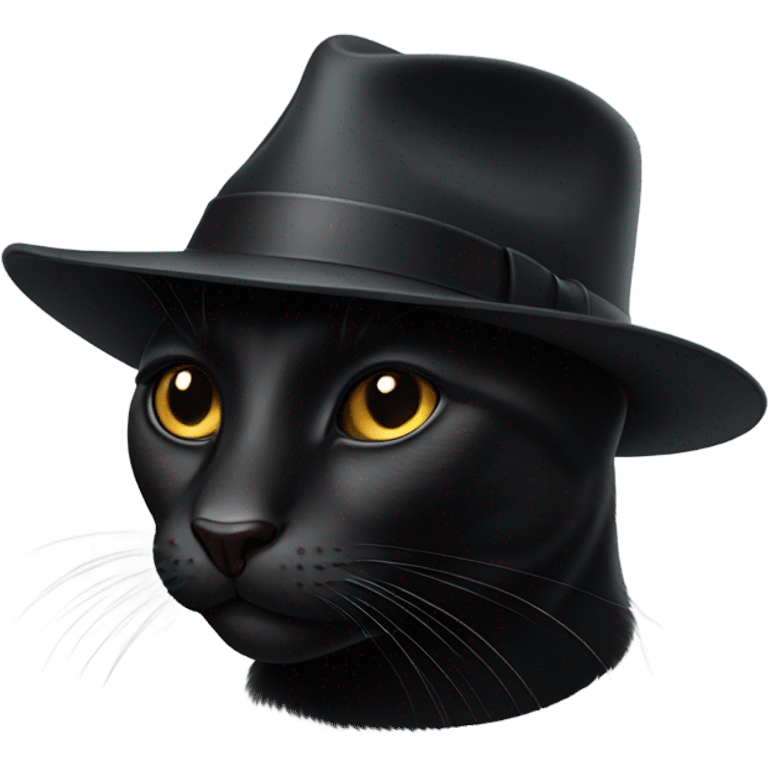 Black cat with Fedora ￼ emoji