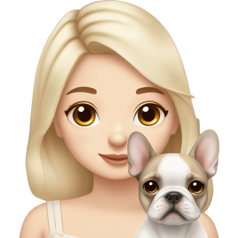 dreamy girl with beige but whiter French bulldog puppy emoji