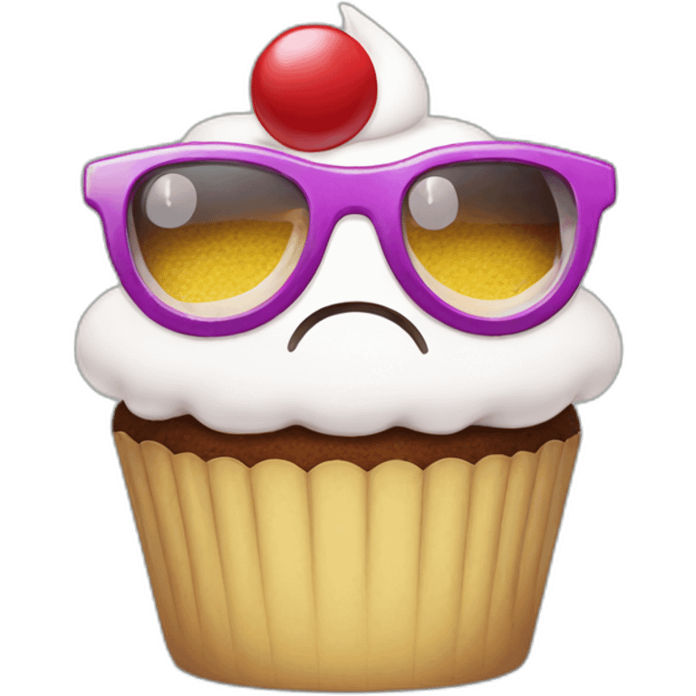 cupcake with cool 8 bit glasses emoji