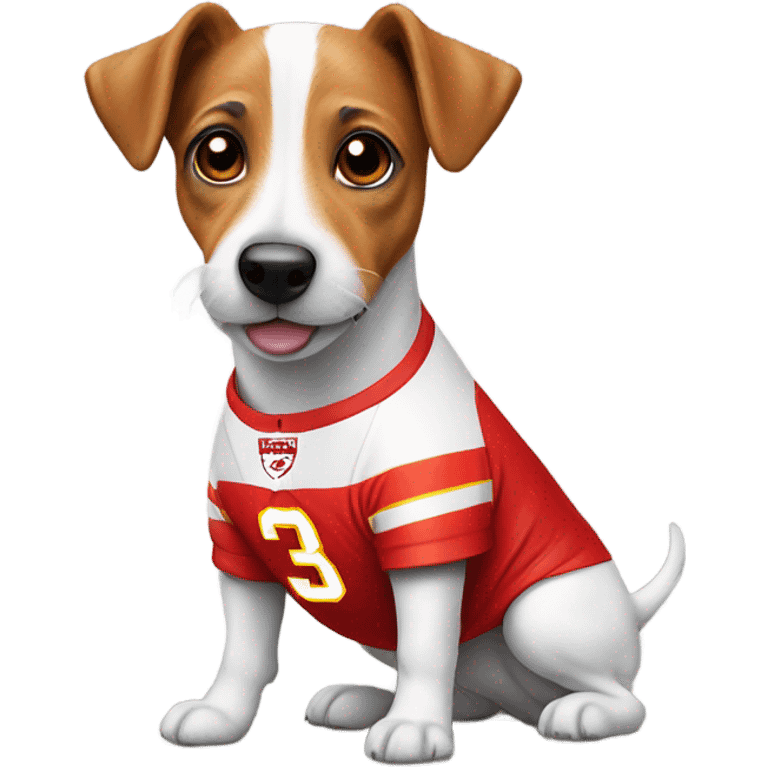 Jack Russell dog in Chiefs shirt emoji