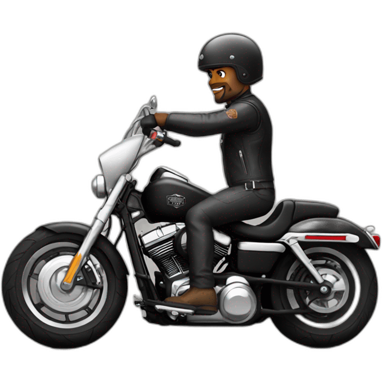 Biker with a black helmet on a Harley Davidson emoji