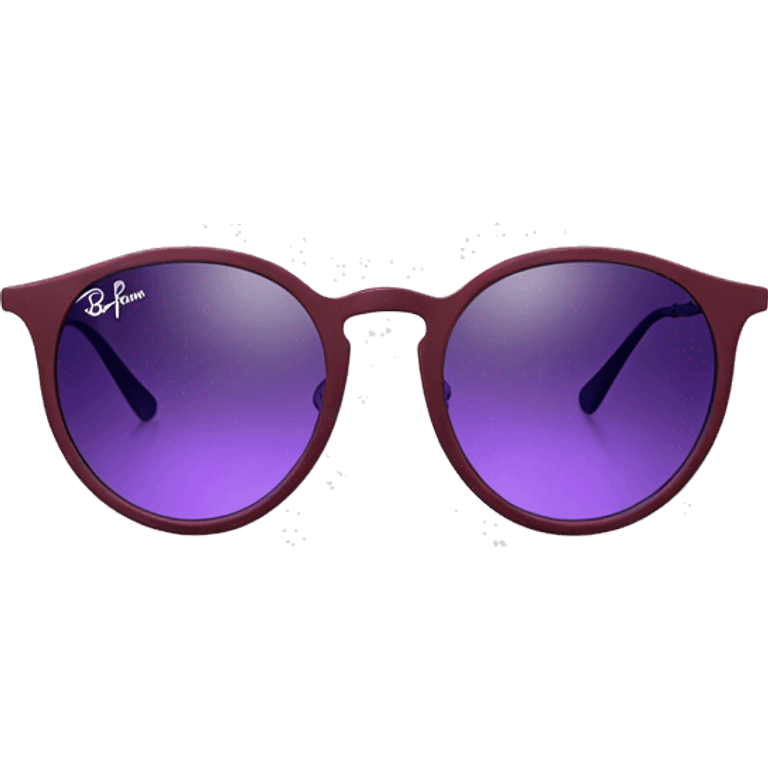 dark red  ray ban round metal sunglasses  with purple frame front view  emoji