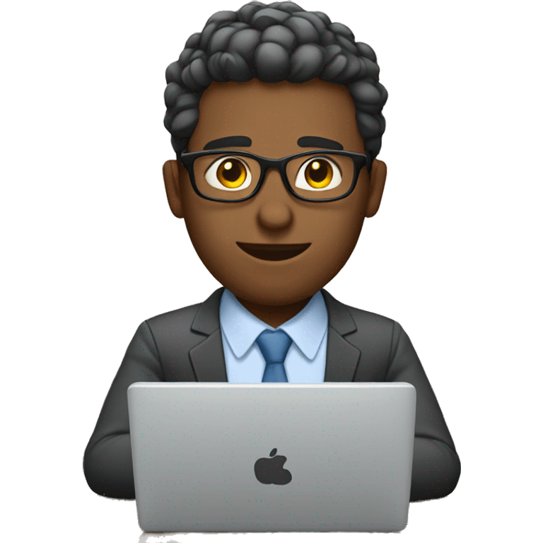 An office worker wearing glasses using a laptop emoji