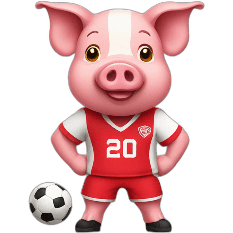 pig with red soccer tshirt standing emoji