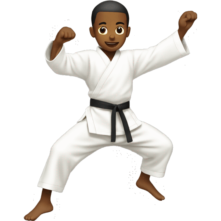 boy in karate ghee doing a jumping kick emoji