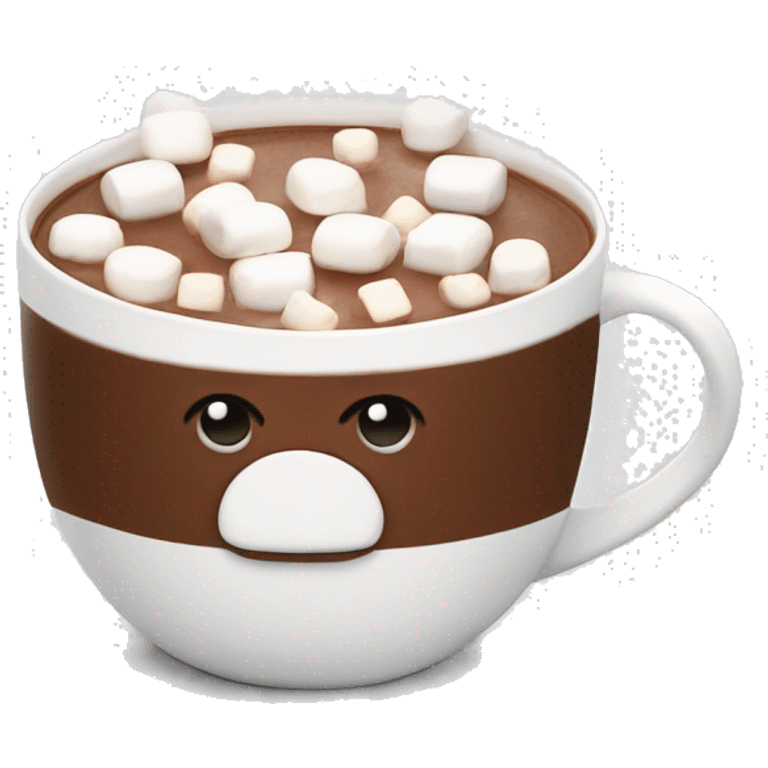 hot chocolate in a white mug with marshmallows on top emoji