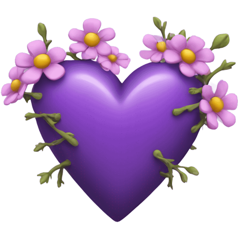 Purple Heart with flowers and thorns emoji