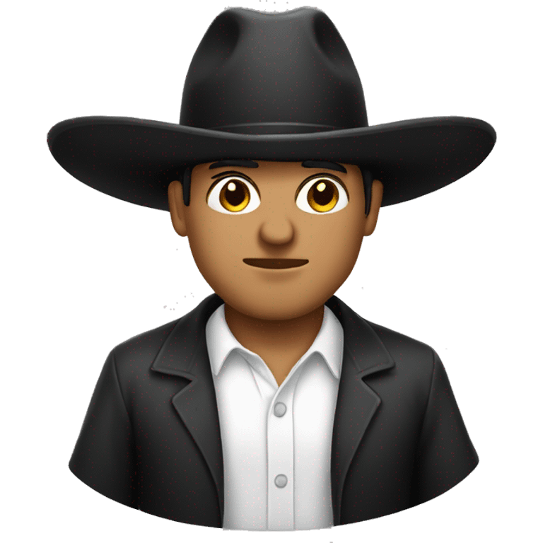 Mexican man face with black hat white shirt emoji