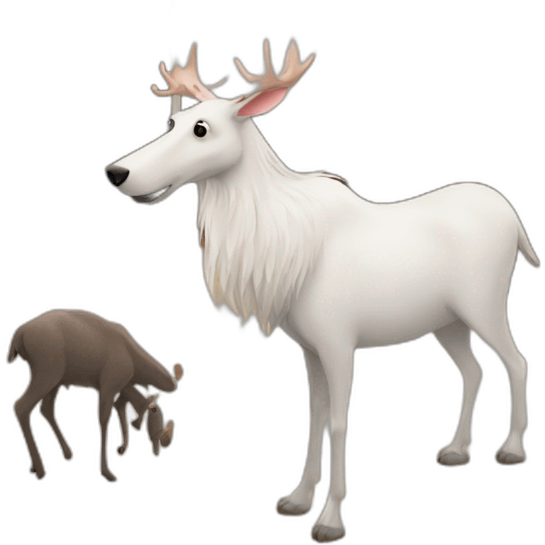 dog, white stork and a moose on a carpet emoji