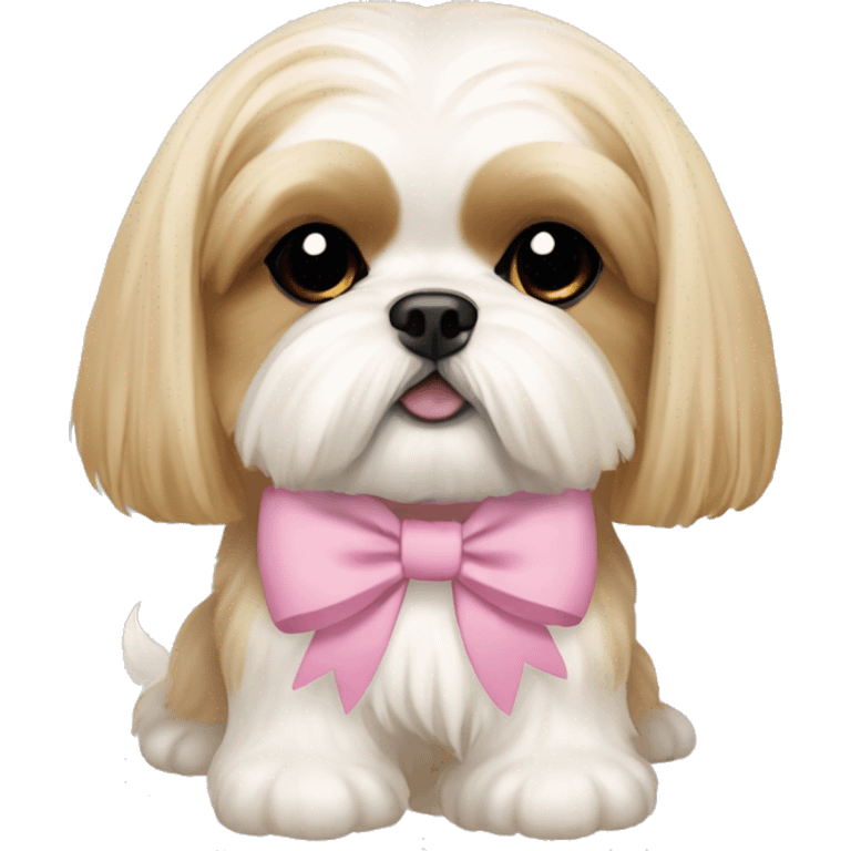 golden cream shih tzu white girl cute medium hair pink bow emoji