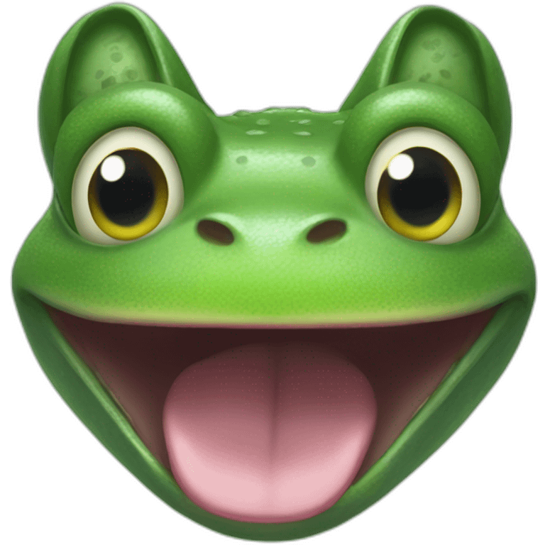 A frog in à cat mouth emoji