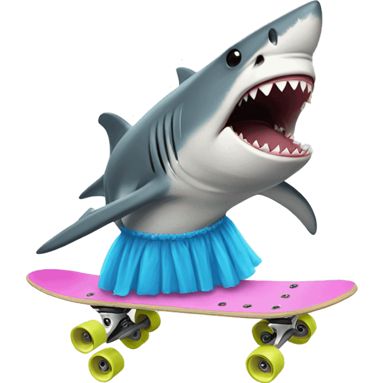 Shark wearing a tutu on a skateboard  emoji