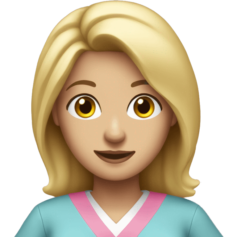 Blonde nurse wearing pink scrubs emoji