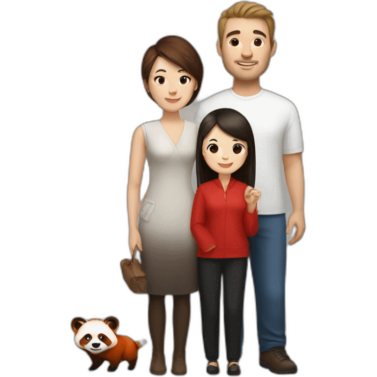 White brunette man and Chinese woman with red panda and buffalo emoji