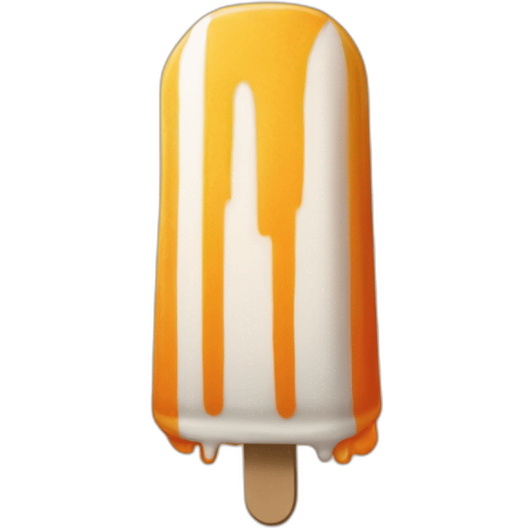 a popsicle with orange white horizontal stripes, who is a warrior emoji