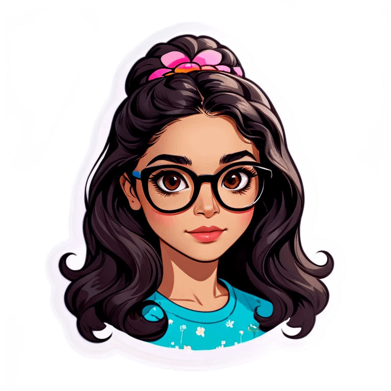 Afghan girl, brown eyes , wearing all black, and wearing large framed glasses, layered long BLACK hair with loose waves, blossom pigmented lips, fair light skin, oval face with a visible jaw line, cheekbones visible, MAKE DIFFERENT FACIAL EXPRESSIONS. emoji