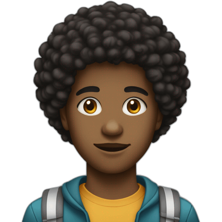 young black teen with a freeform afro and a light mustache and small chin hairs emoji