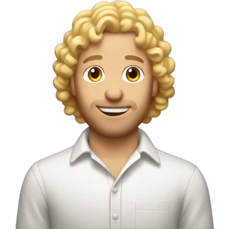  Blonde curly mullet white man standing over a birthday cake emoji