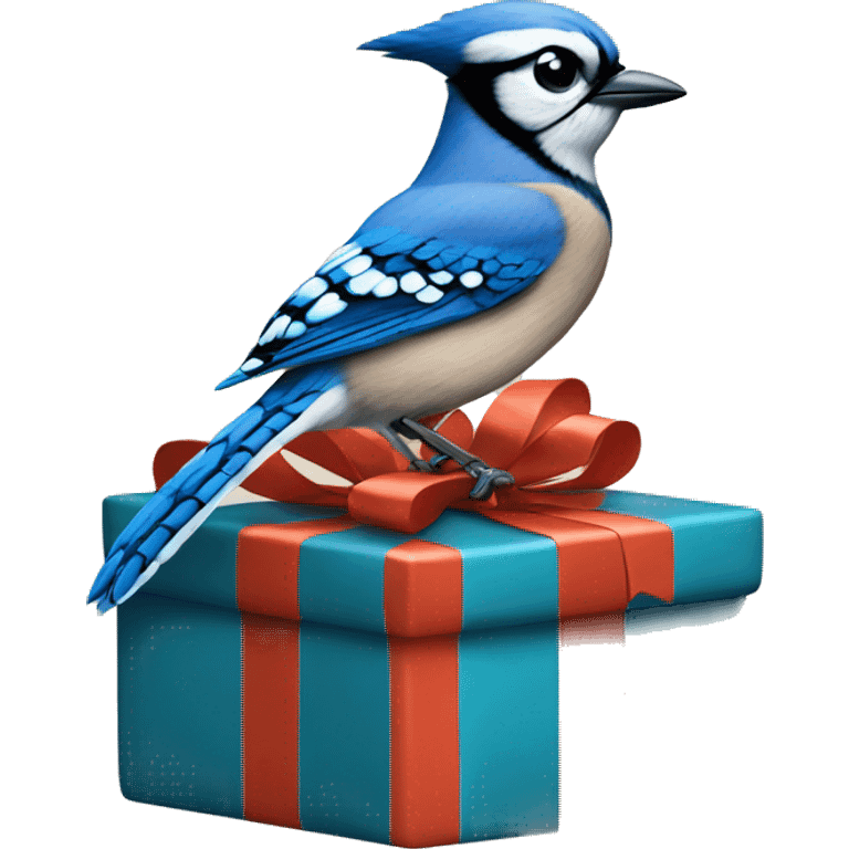 Blue Jay on a Present emoji