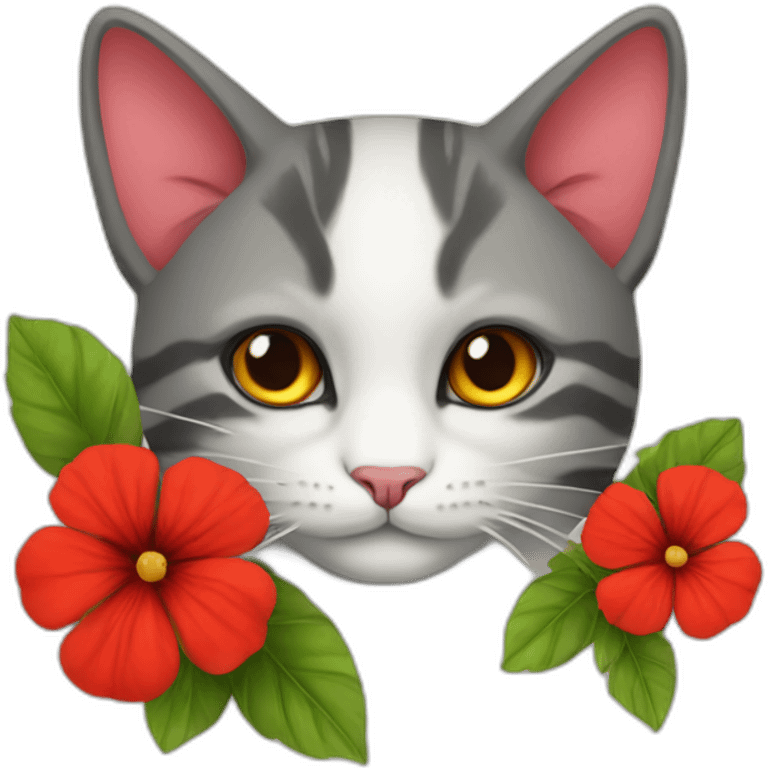 cat with red amapola emoji