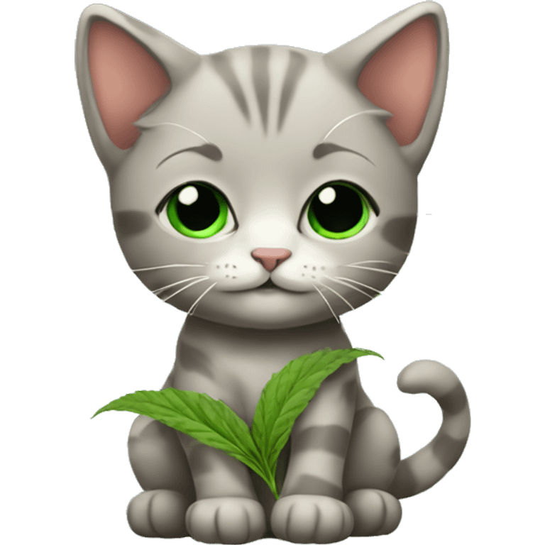 kitten with weed emoji