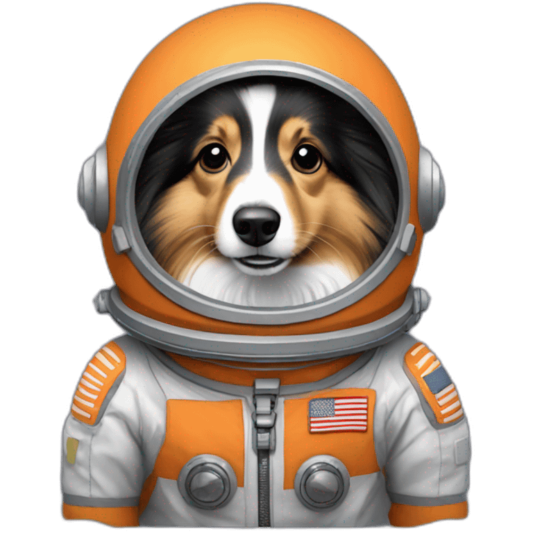 Sheltie in a cosmonaut outfit emoji