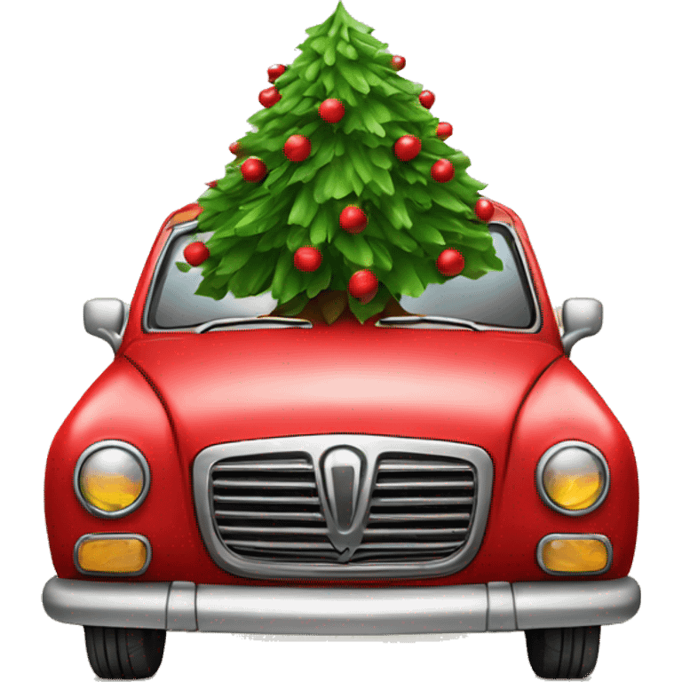 Rotes Auto mit Weihnachtsbaum emoji