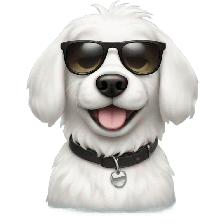 A cute white dog with sunglasses emoji