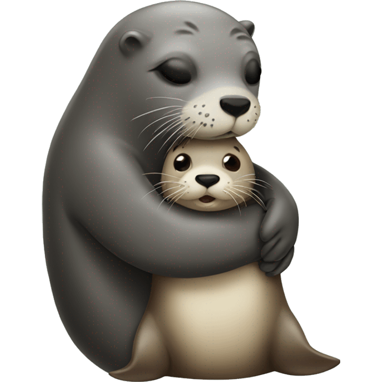 Seal hugging otter emoji