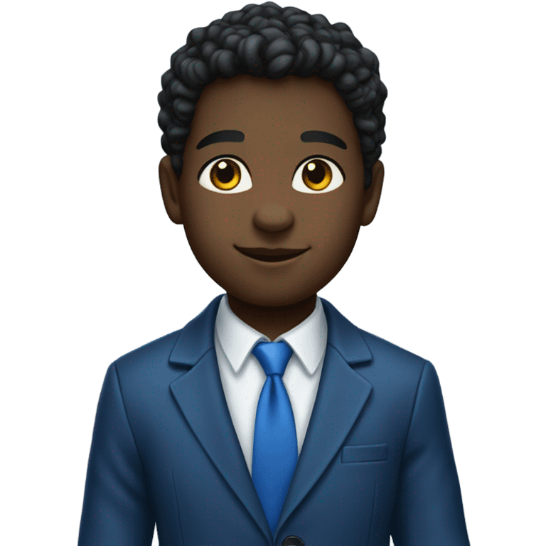 Black friendly young panther wearing a blue blazer emoji