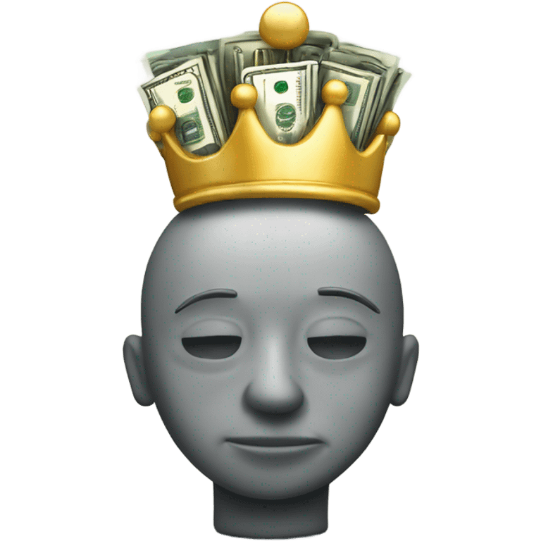 Big Brain wearing a crown on top of stack of cash emoji