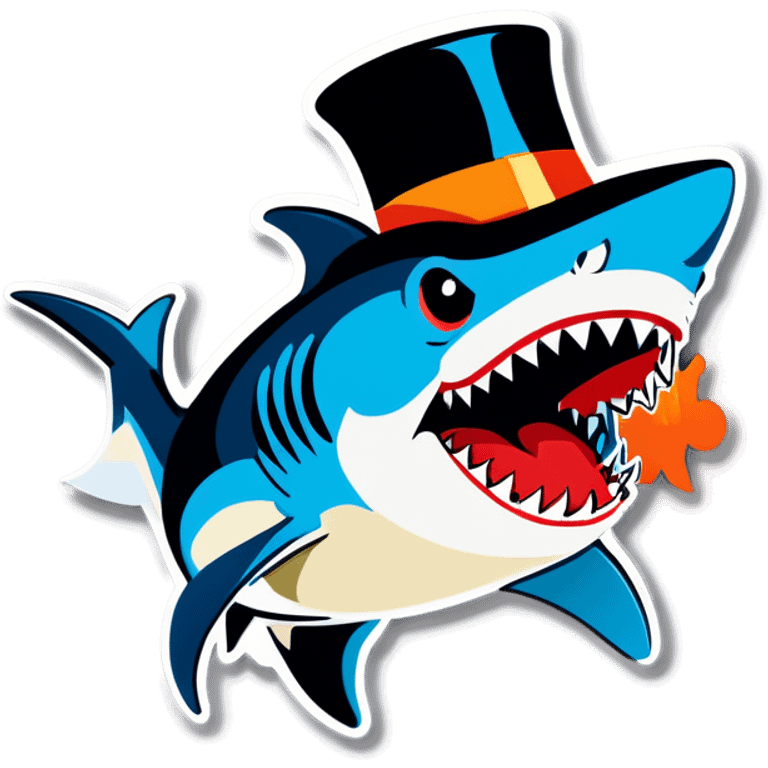 Shark with a top hat emoji