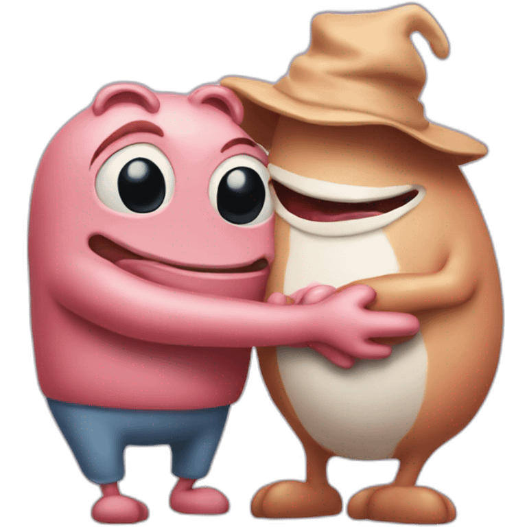 Stimpy and Ren hug emoji