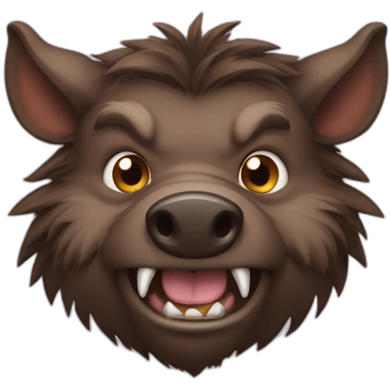 furry brown boar and fangs emoji